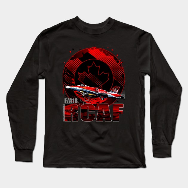 RCAF F18 Hornet Fighterjet Long Sleeve T-Shirt by aeroloversclothing